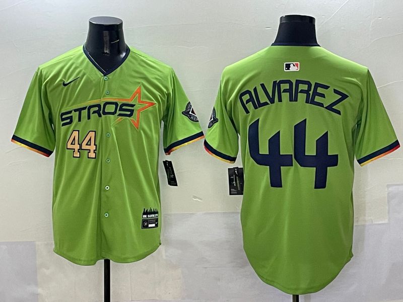 Men Houston Astros 44 Alvarez Green three generations Joint Name 2025 Nike MLB Jersey style 3